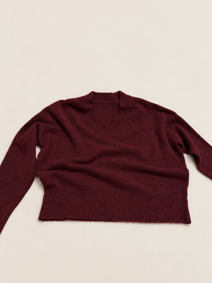 Suéter de Punto con Cuello de Pico para Mujer | Jersey Suave de Manga Larga