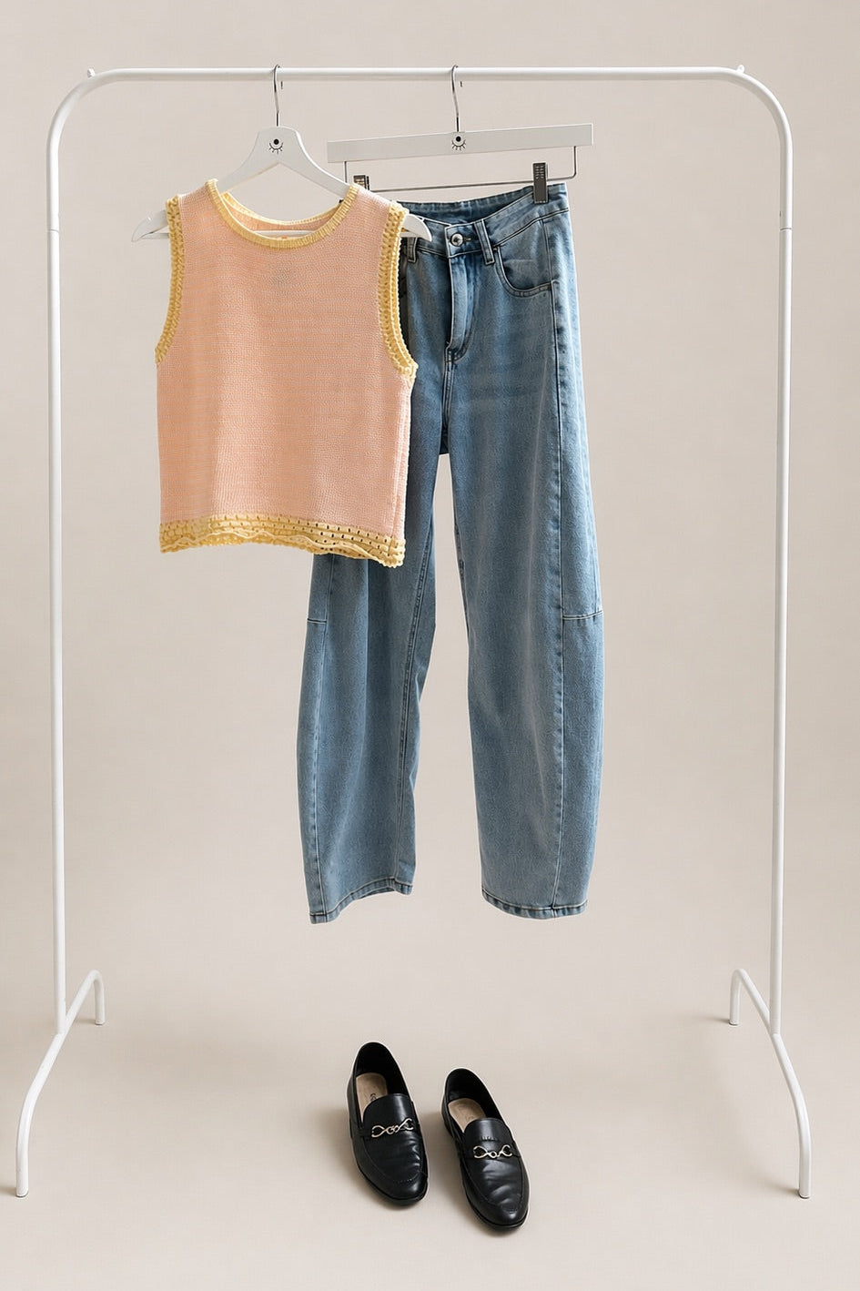 Top chaleco de punto rosa sin mangas