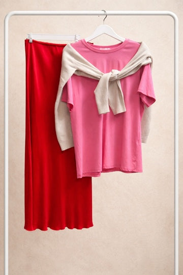 Camiseta Básica de Algodón Rosa