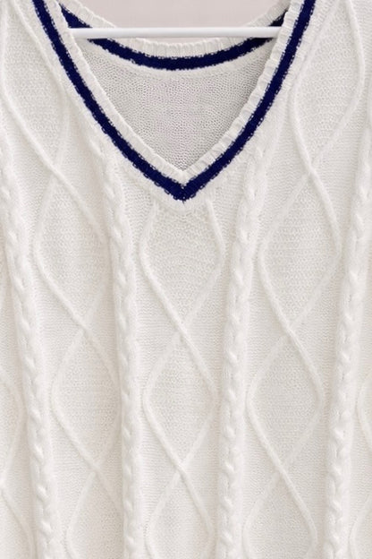 Chaleco Oversize Tejido Trenzado Cuello V
