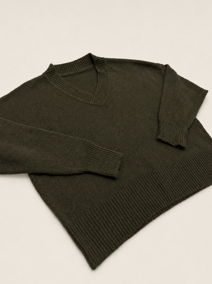 Suéter de Punto con Cuello de Pico para Mujer | Jersey Suave de Manga Larga
