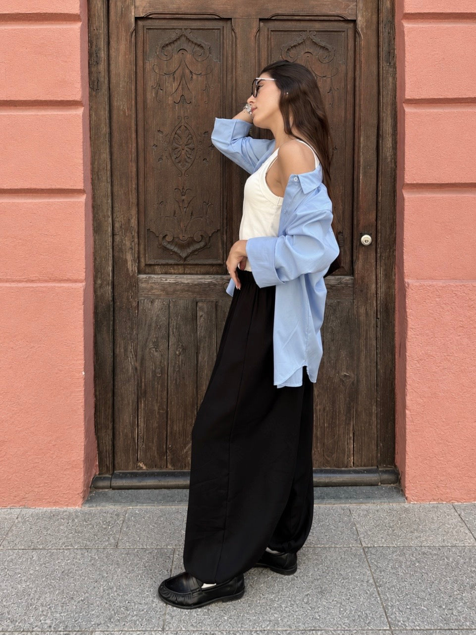 Pantalón bombacho fluido para mujer