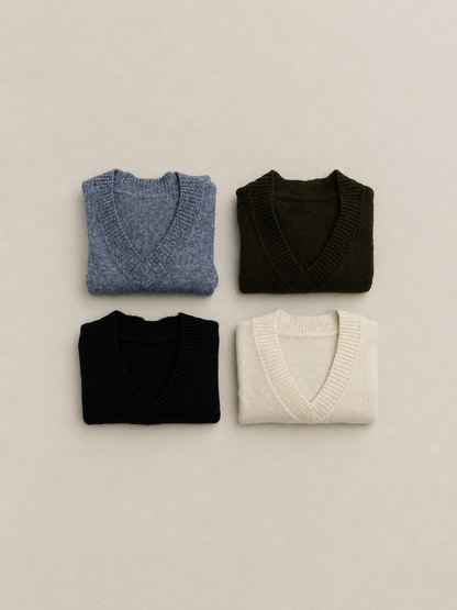 Suéter de Punto con Cuello de Pico para Mujer | Jersey Suave de Manga Larga