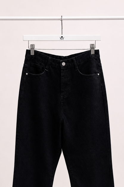 Pantalón Recto de Algodón Negro