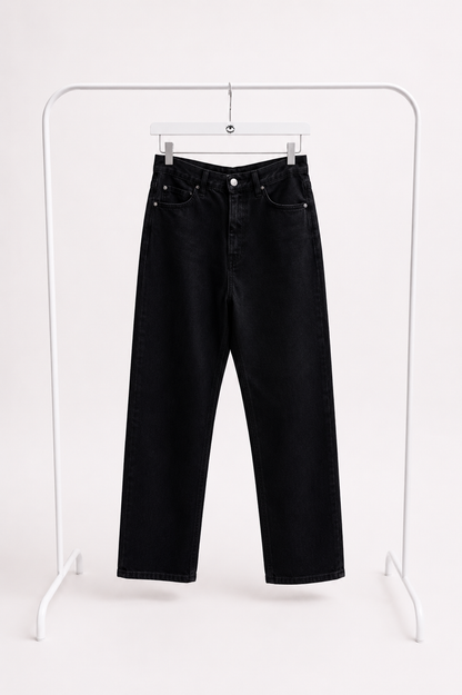 Pantalón Recto de Algodón Negro