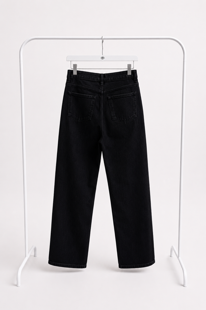 Pantalón Recto de Algodón Negro