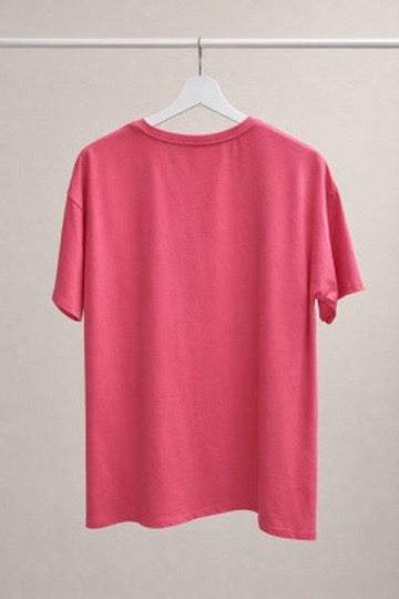 Camiseta Básica de Algodón Rosa
