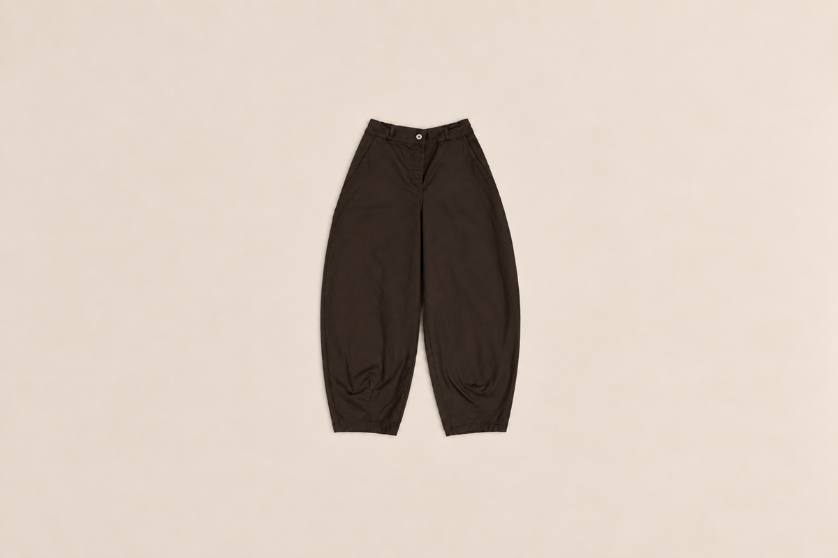 Pantalón barrel de algodón | Tiro alto y corte amplio