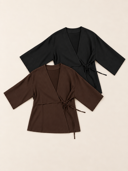 Blusa estilo Kimono cruzada con lazada