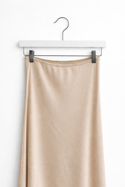 Falda Satinada Midi Beige