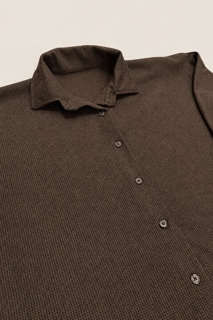 Sobrecamisa Capa Marrón Chocolate para Mujer | Manga Abullonada