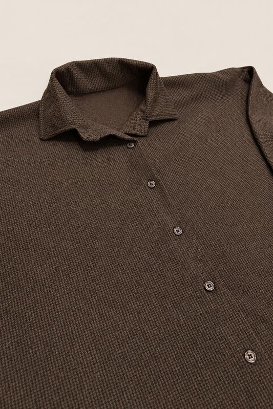 Sobrecamisa Capa Marrón Chocolate para Mujer | Manga Abullonada