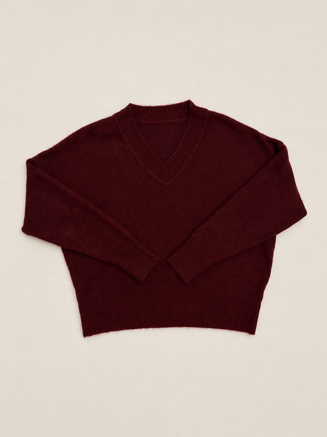 Suéter de Punto con Cuello de Pico para Mujer | Jersey Suave de Manga Larga
