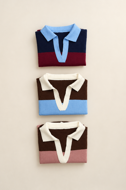 Jersey polo de punto a rayas