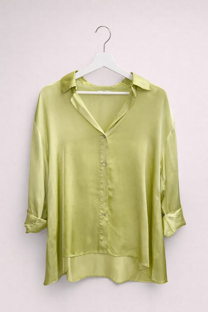 Camisa Oversize Satinada Verde