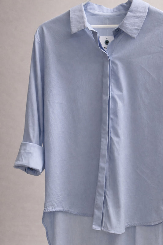 Camisa de Algodón Oversize Azul