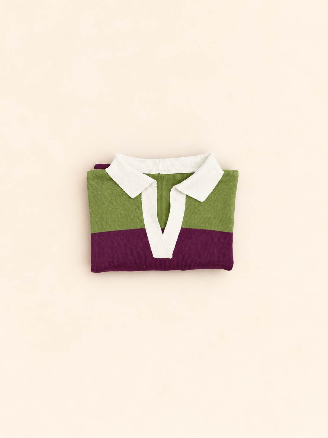 Jersey polo verede y berenjena de punto