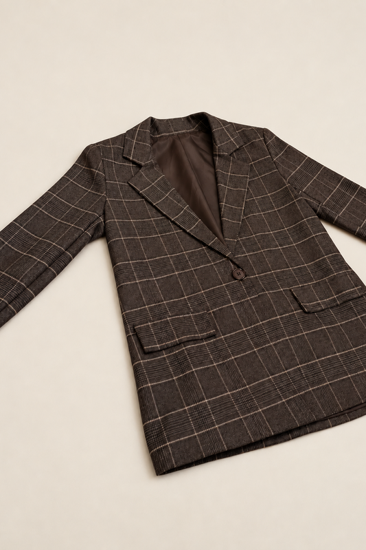 Americana oversize de cuadros marrón