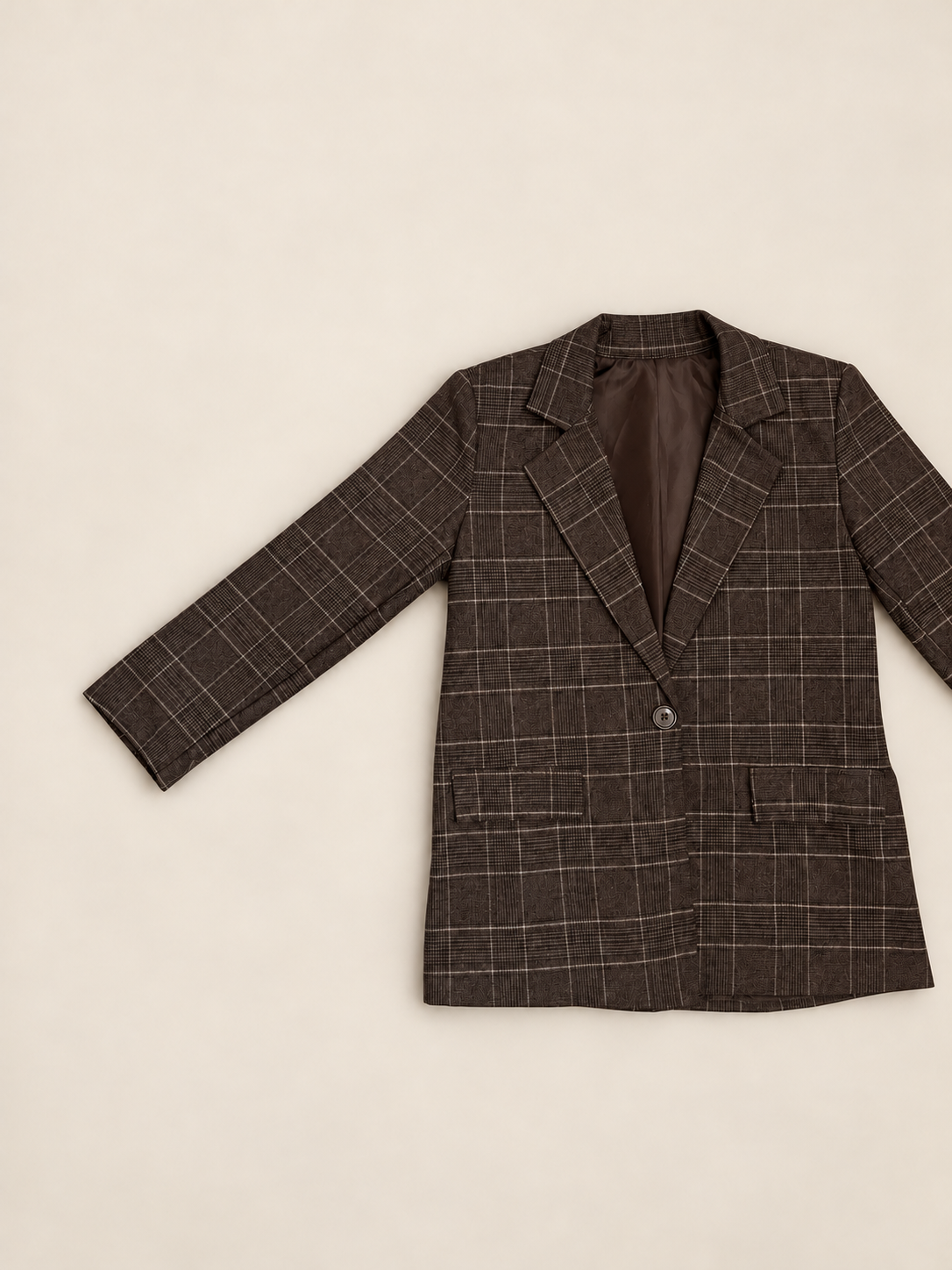 Americana oversize de cuadros marrón