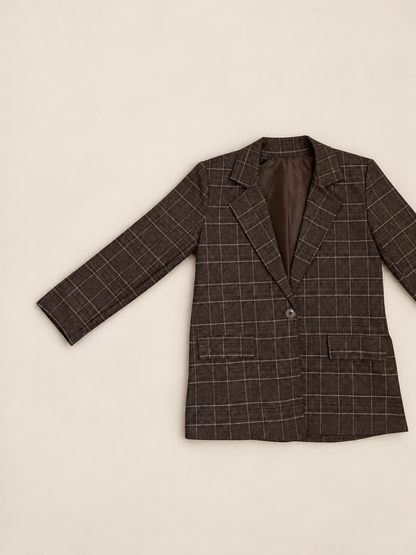 Americana oversize de cuadros marrón