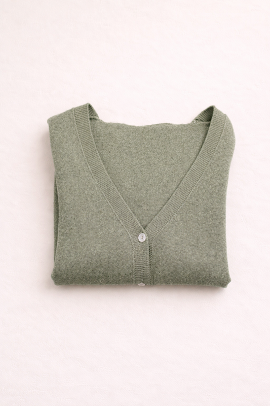 Cardigan Básico Cuello V con Botones Verde