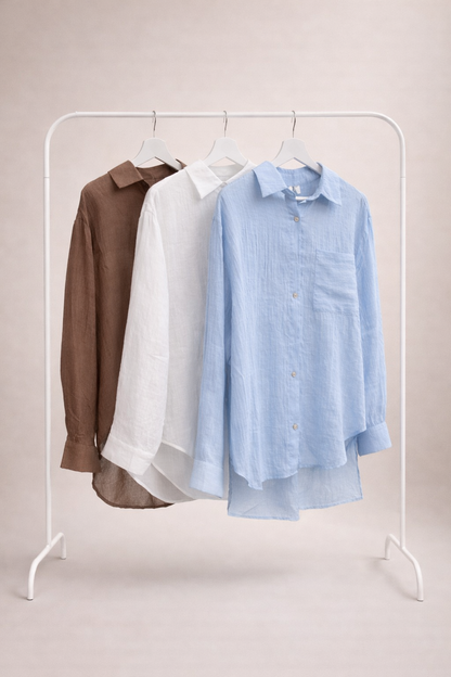 Camisa Ligera Algodón Oversize Azul