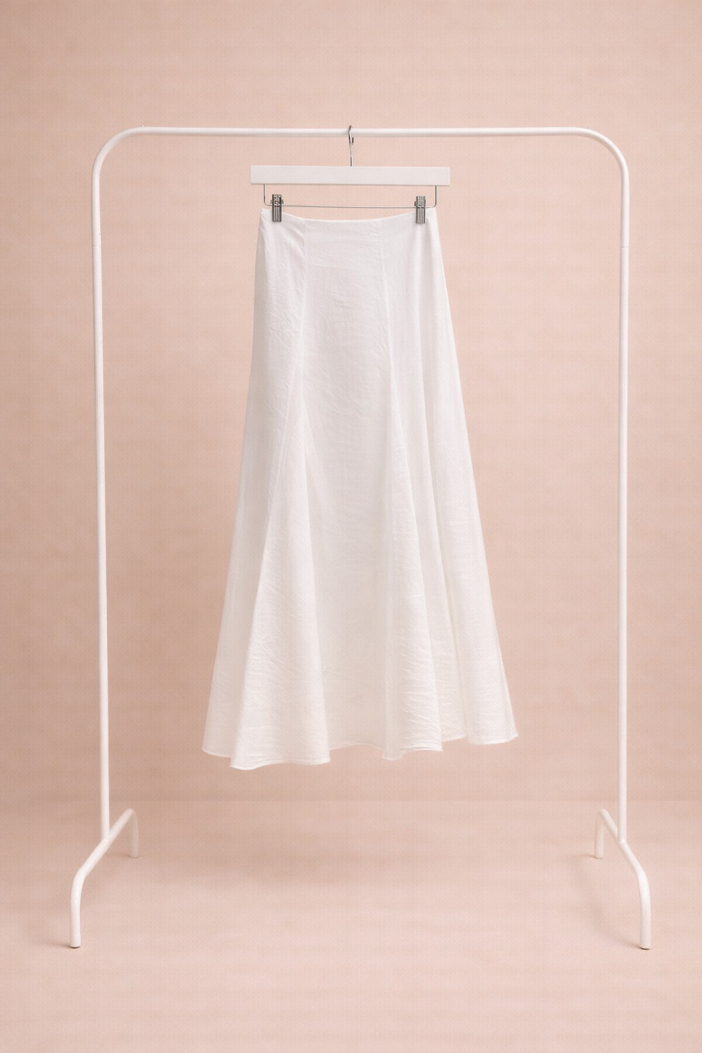 Falda Midi Blanca Fluida de Gasa Blanca
