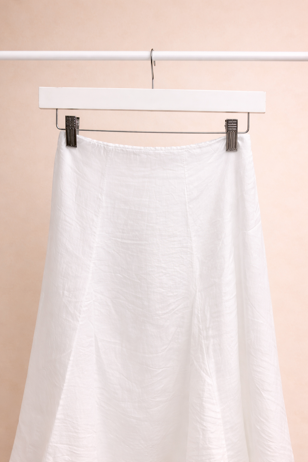 Falda Midi Blanca Fluida de Gasa Blanca