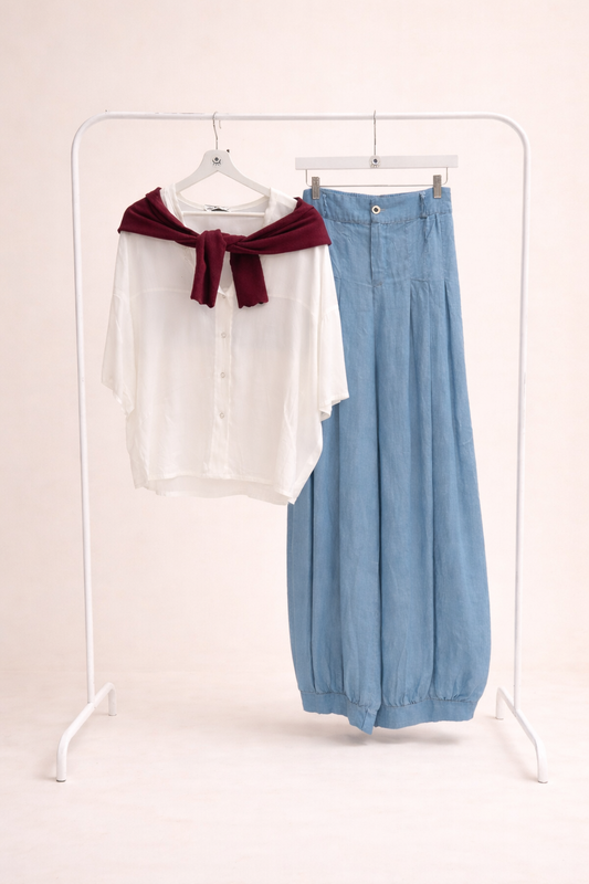 Blusa Fluida Blanca con Botones