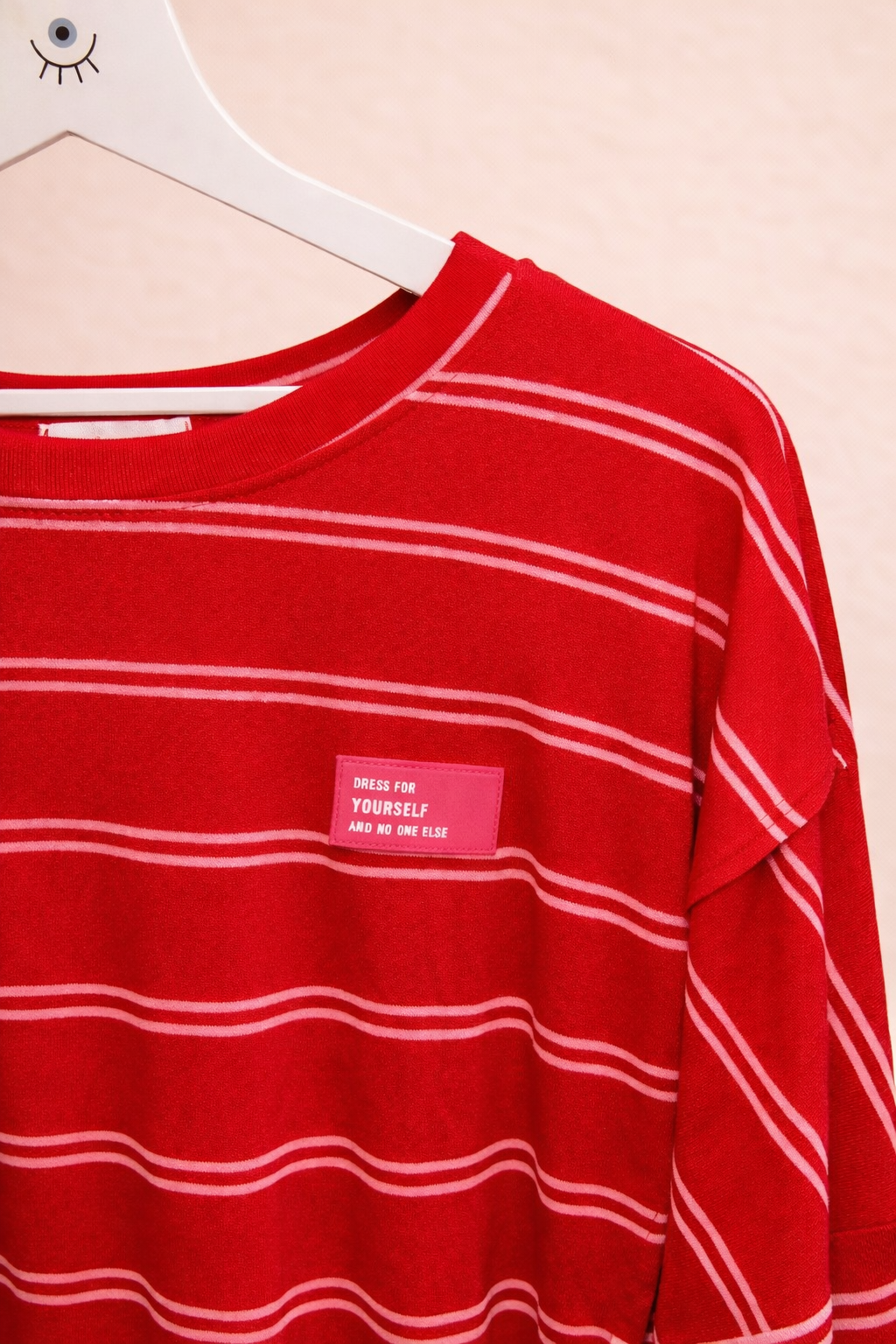 Sudadera Fina Oversize de Rayas Roja